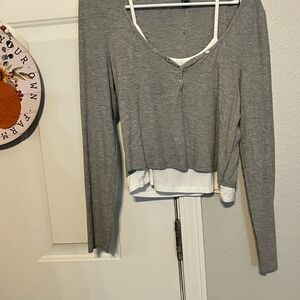 Forever 21 Gray Long Sleeve Blouse